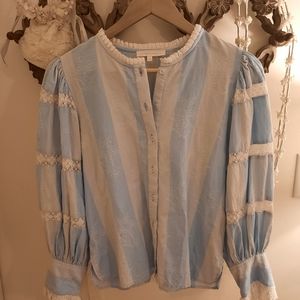 Loveshackfancy Brooke Top in Faded Blue, XS